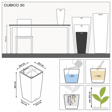 Кашпо Lechuza Cubico 30 Кофе