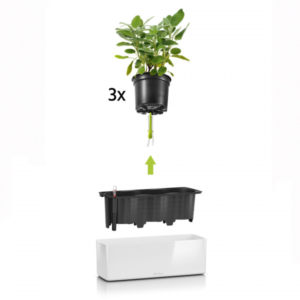 Кашпо Lechuza Cube Glossy Triple 40 Белый