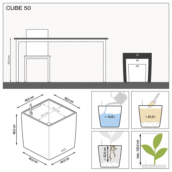 Кашпо Lechuza Cube 50 Красный