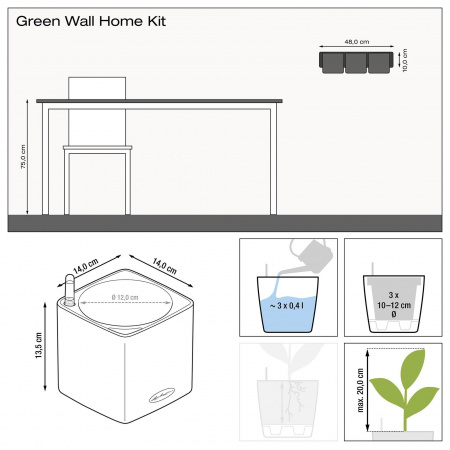 Кашпо Lechuza​ Green Wall Home Kit Glossy Белый