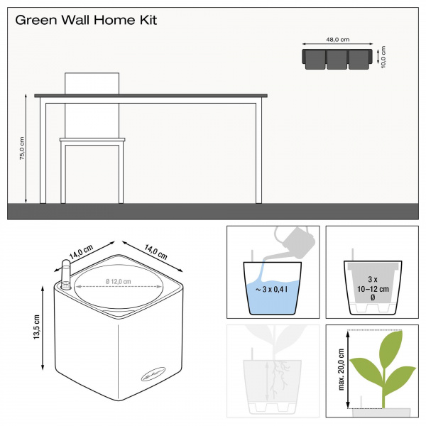 Кашпо Lechuza​ Green Wall Home Kit Glossy Красный